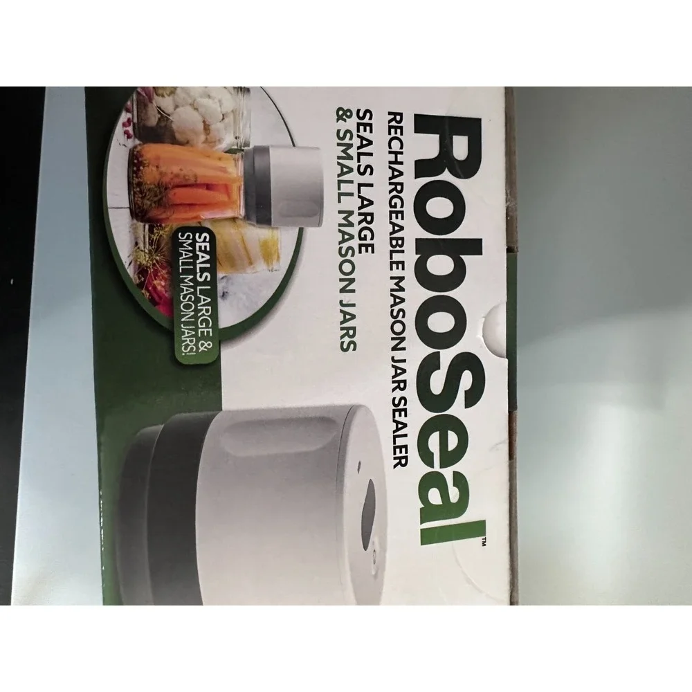 RoboSeal Rechargeable Electric Mason Jar Sealer Kit with 10 Lids White Grey‎